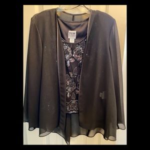R & M Richards embellished tank and sheer jacket.